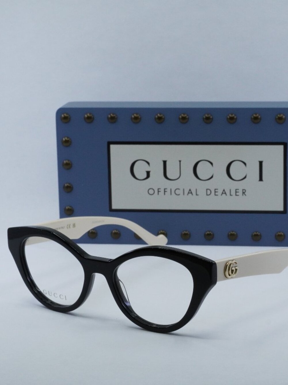 Gucci GG0959O 002 Cat Eye Eyeglasses – Black/Ivory 51mm - Picture 1 of 9